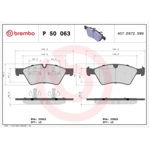 Brake Pad Set, disc brake BREMBO P50063