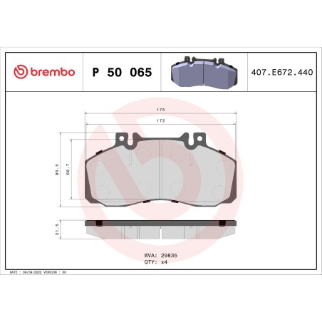 Brake Pad Set, disc brake BREMBO P50065