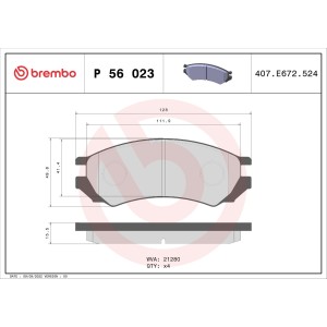 Σετ τακάκια, δισκόφρενα BREMBO P56023