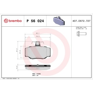 Brake Pad Set, disc brake BREMBO P56024