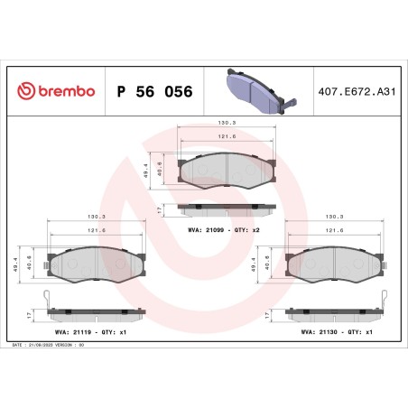 Σετ τακάκια, δισκόφρενα BREMBO P56056