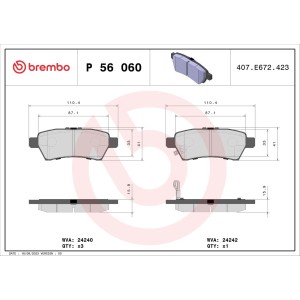 Σετ τακάκια, δισκόφρενα BREMBO P56060