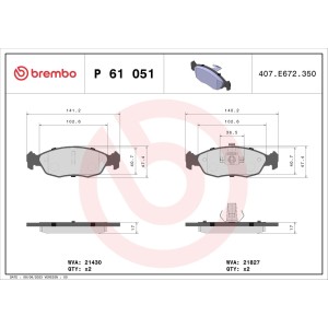 Brake Pad Set, disc brake BREMBO P61051