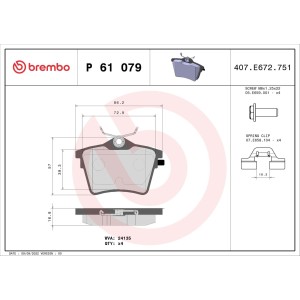 Σετ τακάκια, δισκόφρενα BREMBO P61079