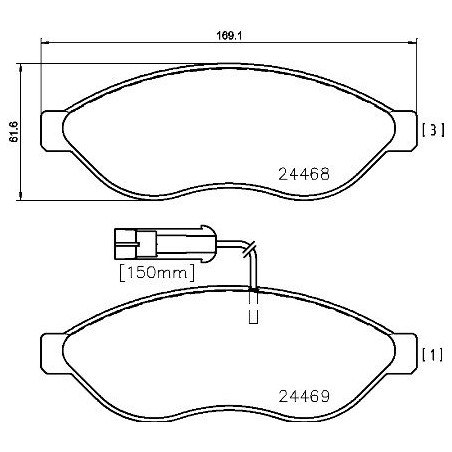 Brake Pad Set, disc brake BREMBO P61090