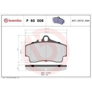 Σετ τακάκια, δισκόφρενα BREMBO P65008