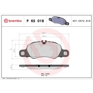 Brake Pad Set, disc brake BREMBO P65018