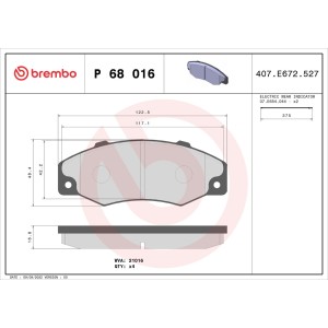 Brake Pad Set, disc brake BREMBO P68016