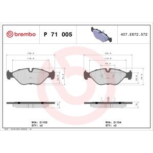 Σετ τακάκια, δισκόφρενα BREMBO P71005