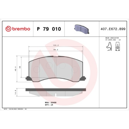 Brake Pad Set, disc brake BREMBO P79010