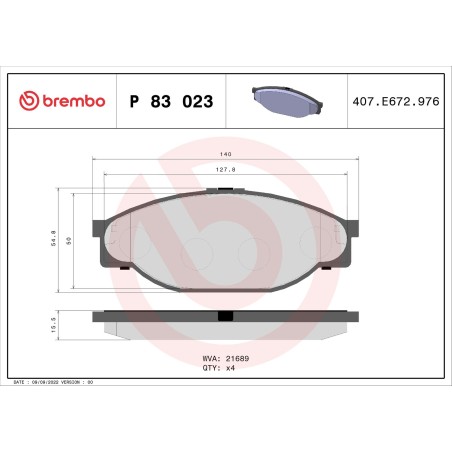 Brake Pad Set, disc brake BREMBO P83023