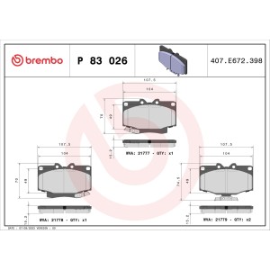 Σετ τακάκια, δισκόφρενα BREMBO P83026