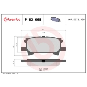 Brake Pad Set, disc brake BREMBO P83068