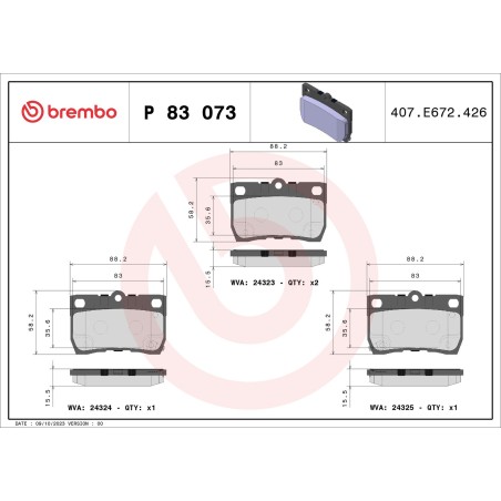 Σετ τακάκια, δισκόφρενα BREMBO P83073