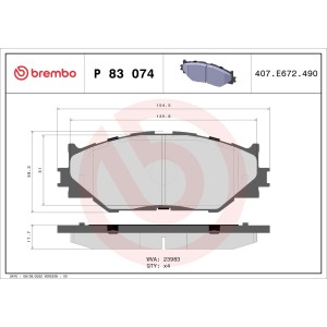 Brake Pad Set, disc brake BREMBO P83074