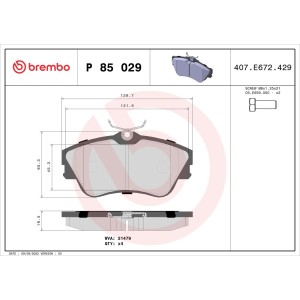 Brake Pad Set, disc brake BREMBO P85029