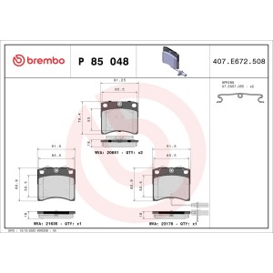 Brake Pad Set, disc brake BREMBO P85048