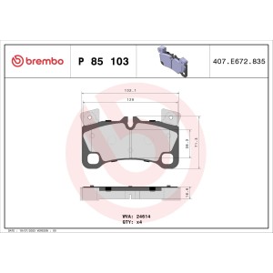 Σετ τακάκια, δισκόφρενα BREMBO P85103