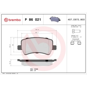 Σετ τακάκια, δισκόφρενα BREMBO P86021