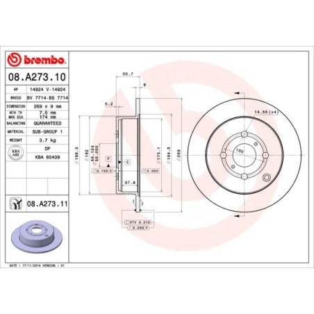 Brake Disc BREMBO 08.A273.10