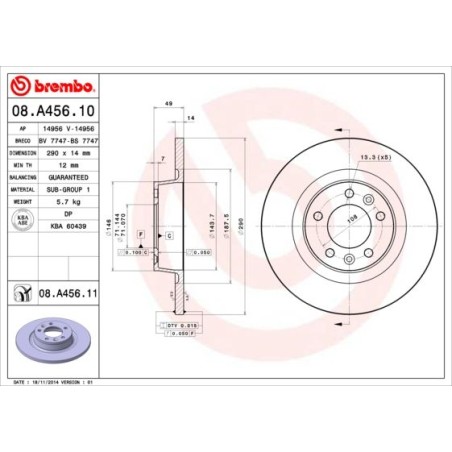 Δισκόπλακα BREMBO 08.A456.10