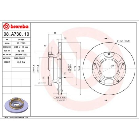 Brake Disc BREMBO 08.A730.10