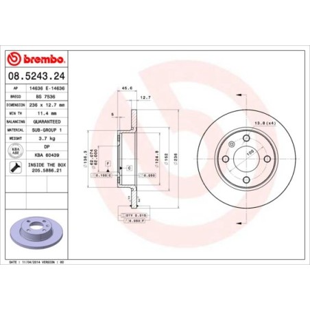 Δισκόπλακα BREMBO 08.5243.24