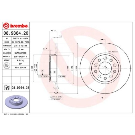 Brake Disc BREMBO 08.9364.20