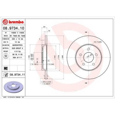 Brake Disc BREMBO 08.9734.10