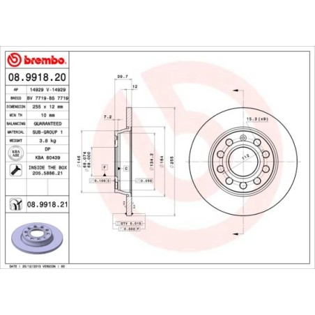 Δισκόπλακα BREMBO 08.9918.20