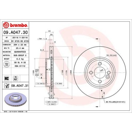 Brake Disc BREMBO 09.A047.30