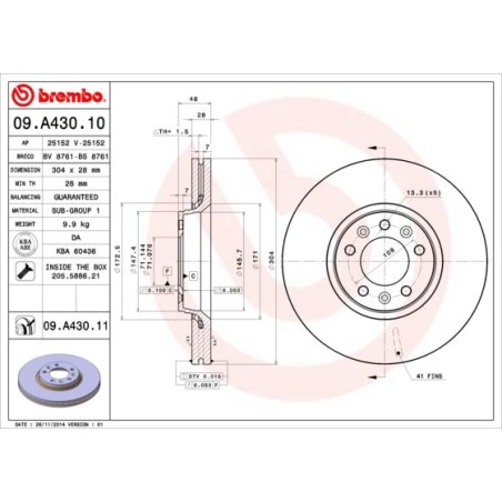 Brake Disc BREMBO 09.A430.10