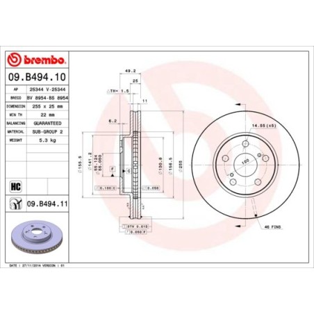 Brake Disc BREMBO 09.B494.10