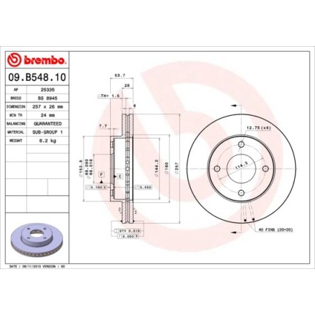 Δισκόπλακα BREMBO 09.B548.10