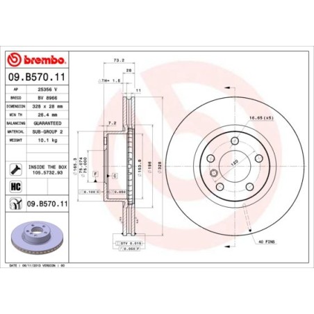 Brake Disc BREMBO 09.B570.11