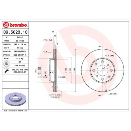 Δισκόπλακα BREMBO 09.5023.10