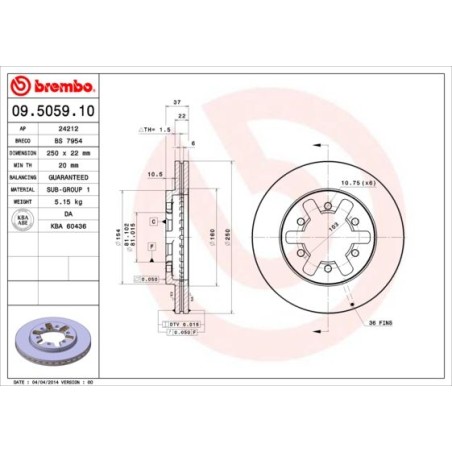 Δισκόπλακα BREMBO 09.5059.10