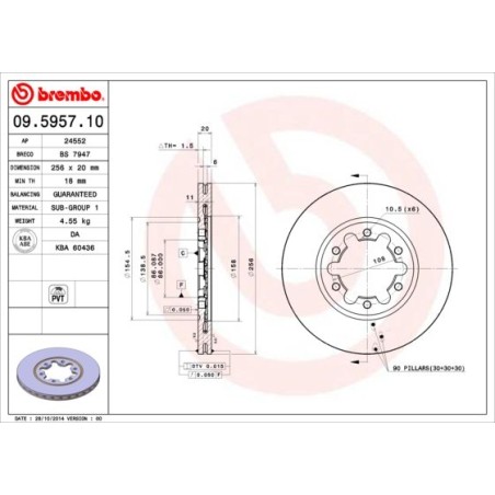 Δισκόπλακα BREMBO 09.5957.10