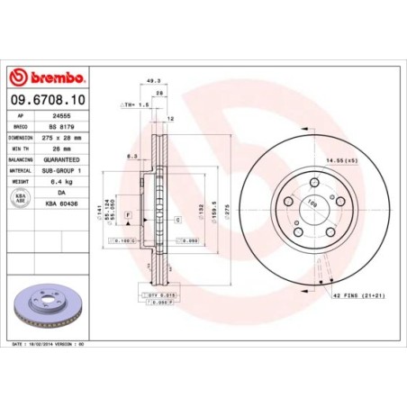 Brake Disc BREMBO 09.6708.10