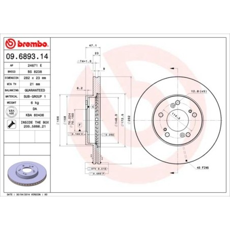 Brake Disc BREMBO 09.6893.14