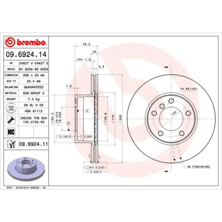 Δισκόπλακα BREMBO 09.6924.14