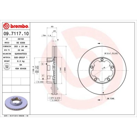 Brake Disc BREMBO 09.7117.10