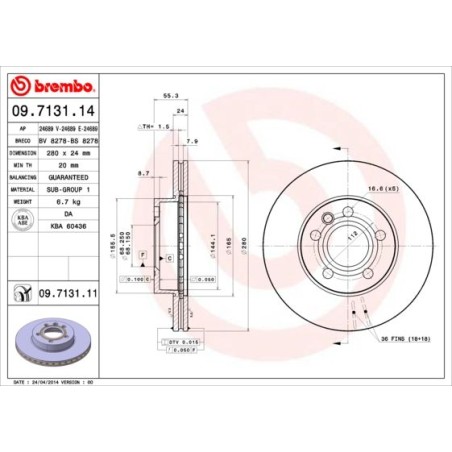 Brake Disc BREMBO 09.7131.14