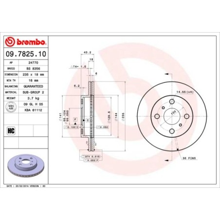 Δισκόπλακα BREMBO 09.7825.10