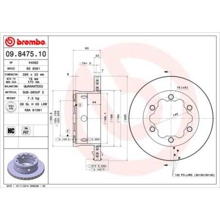 Brake Disc BREMBO 09.8475.10