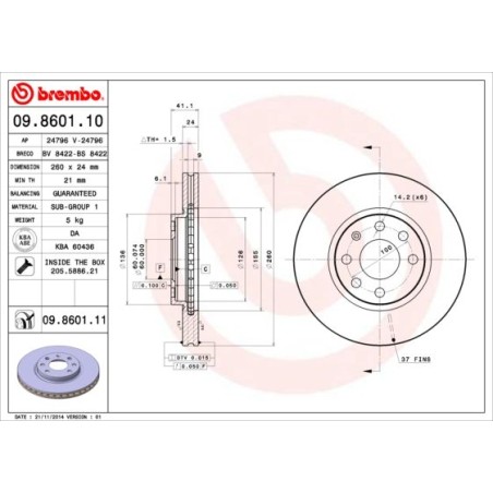 Brake Disc BREMBO 09.8601.10