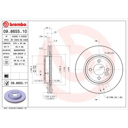 Δισκόπλακα BREMBO 09.8655.10