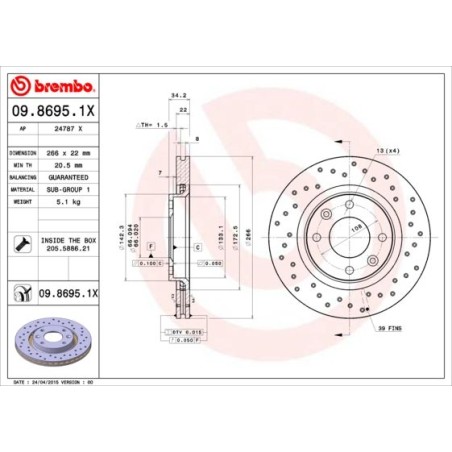 Brake Disc BREMBO 09.8695.1X