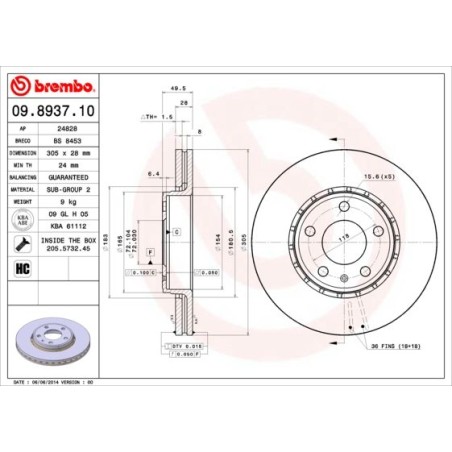 Δισκόπλακα BREMBO 09.8937.10