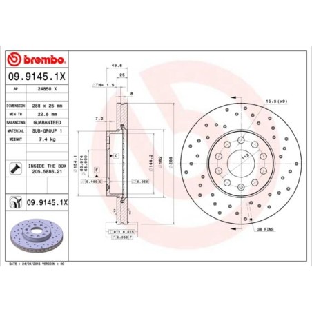 Brake Disc BREMBO 09.9145.1X